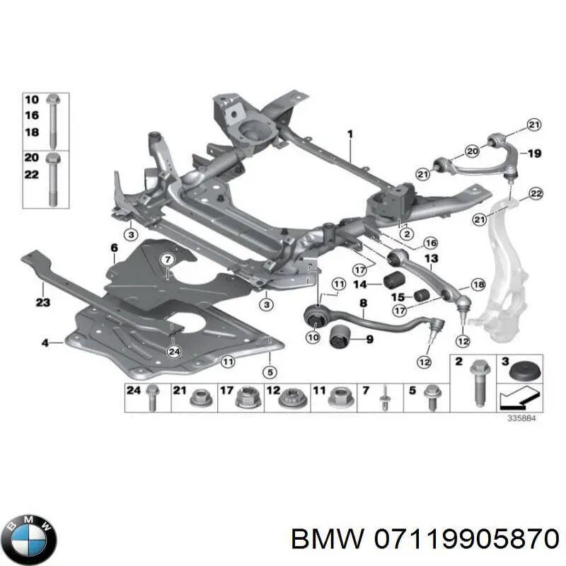 07119905870 BMW perno de fijación, brazo oscilante delantera, inferior