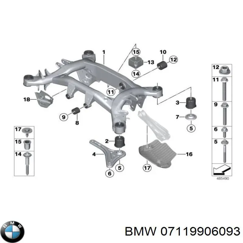 7119906093 BMW perno de fijación, brazo oscilante trasero superior, interior