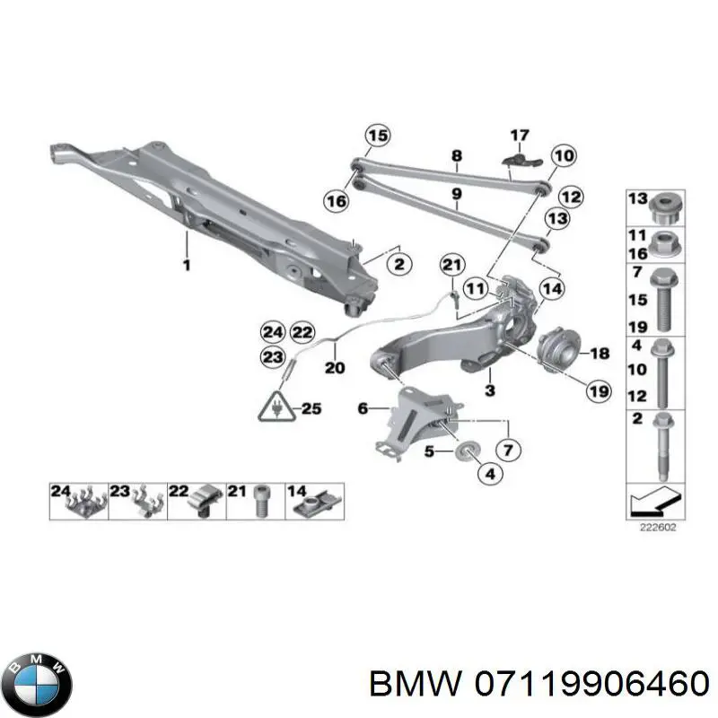 07119906460 BMW perno de fijación, brazo oscilante delantera, inferior