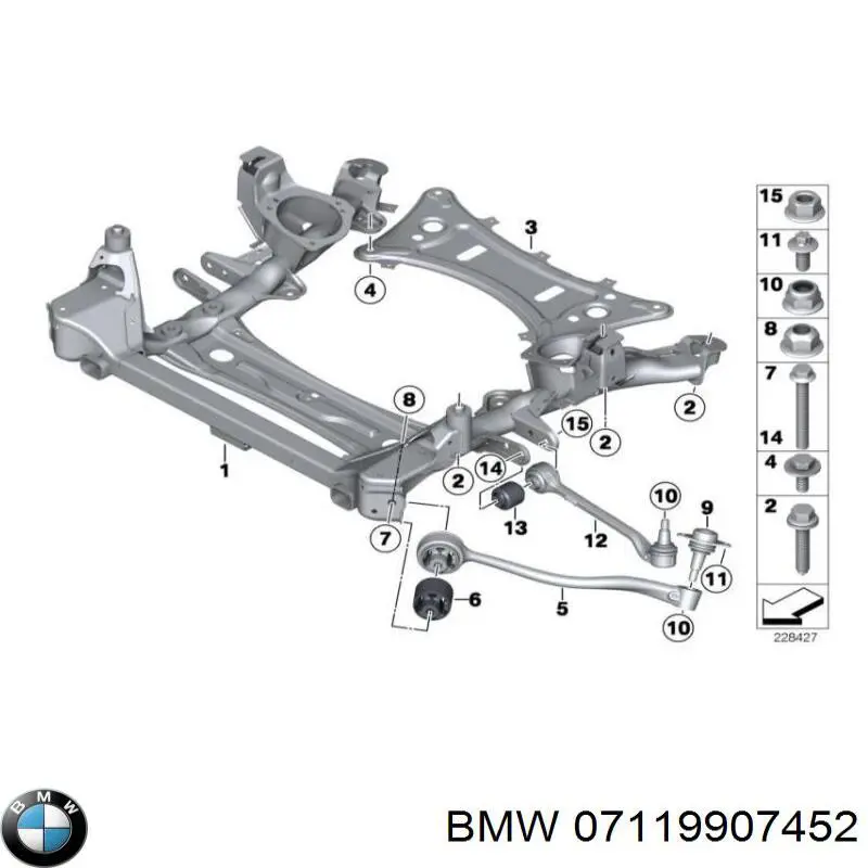 Perno de fijación del brazo oscilante delantero BMW 07119907452 precio, desde 7,59 EUR