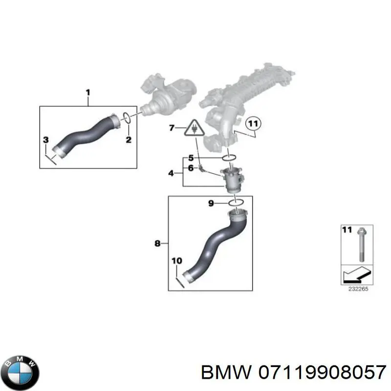 Junta tórica para tubería de turbina, presurización para BMW X1 (E84)