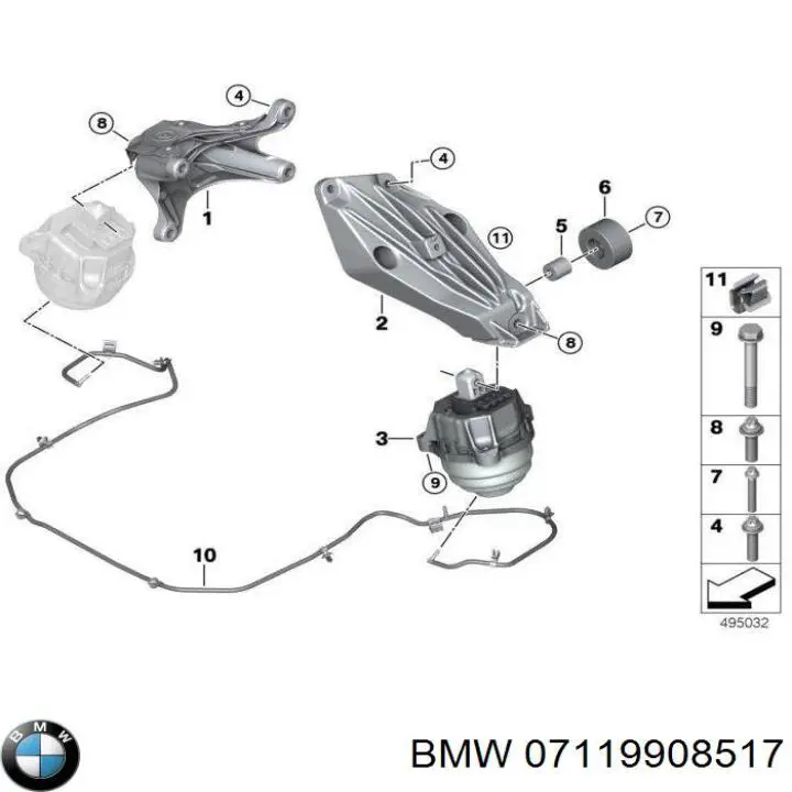 Comprar 07119908517 BMW Perno del soporte del motor