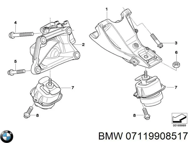 Perno del soporte del motor BMW 07119908517 precio, desde 2,15 EUR