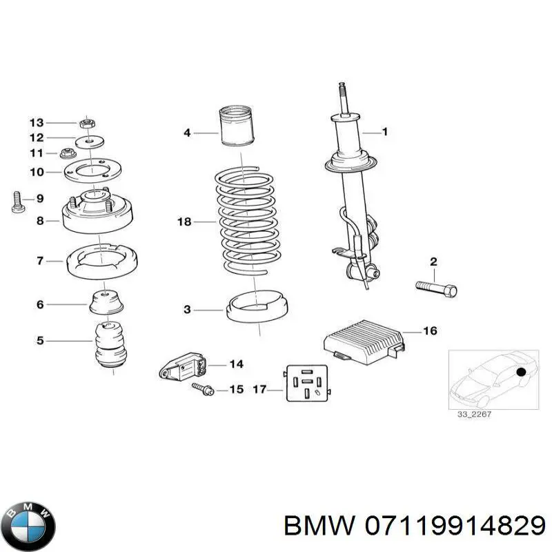 Perno de fijación del brazo oscilante delantero BMW 07119914829
