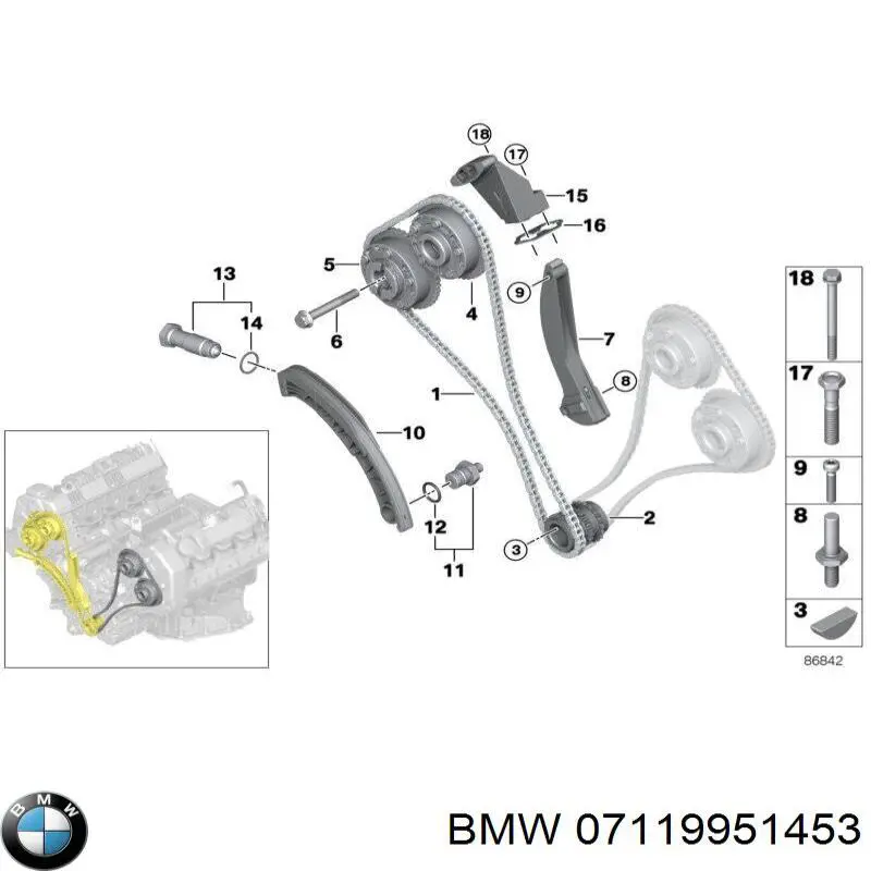 07119951453 BMW llave para cigueñal