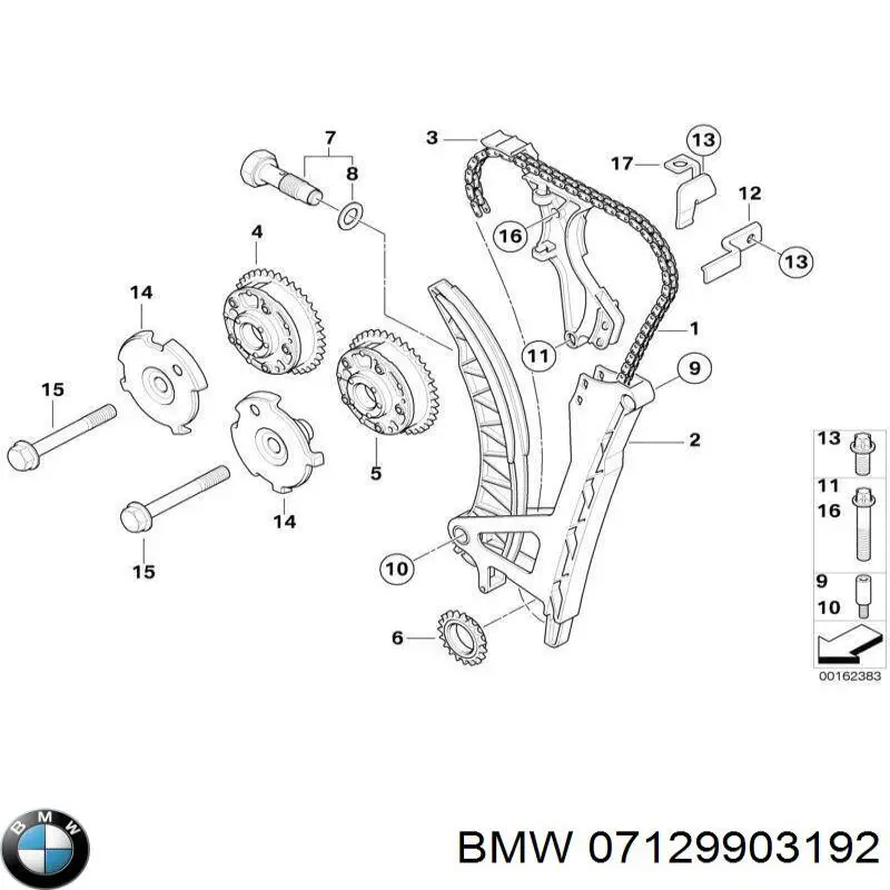 07129903192 BMW perno del tensor de la cadena de distribución