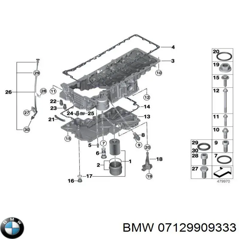 7129909333 BMW perno de fijación, brazo oscilante delantera, inferior