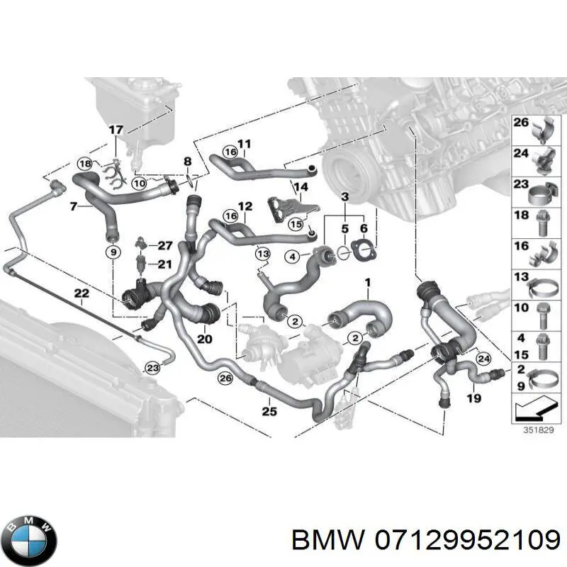 Abrazadera de acoplamiento, metal, universal BMW 07129952109