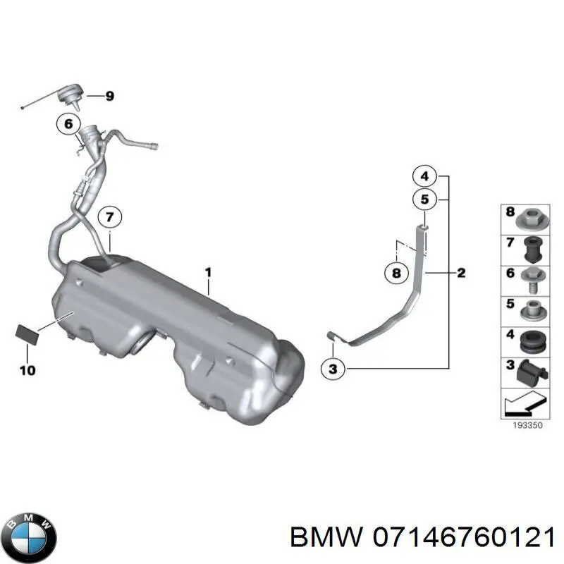 Tuerca de fijación del tubo de escape 07146760121 BMW