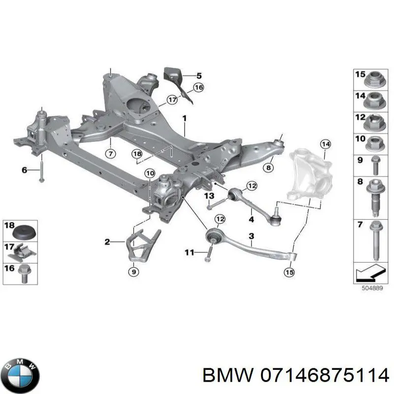 Comprar 07146875114 BMW Tuerca del perno de fijación del brazo delantero inferior