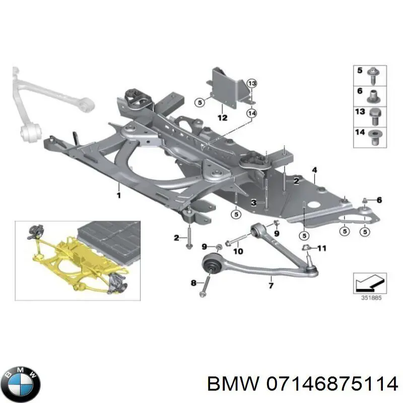 Comprar 31106799668 BMW Tuerca del perno de fijación del brazo delantero inferior