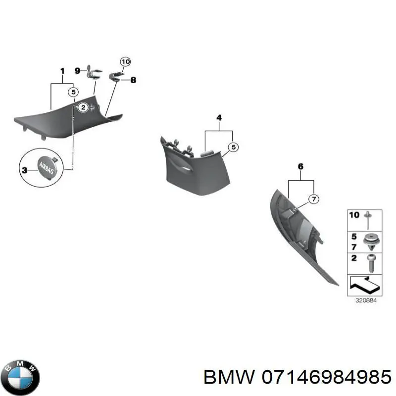 07146984985 BMW clips de fijación de pasaruedas de aleta delantera