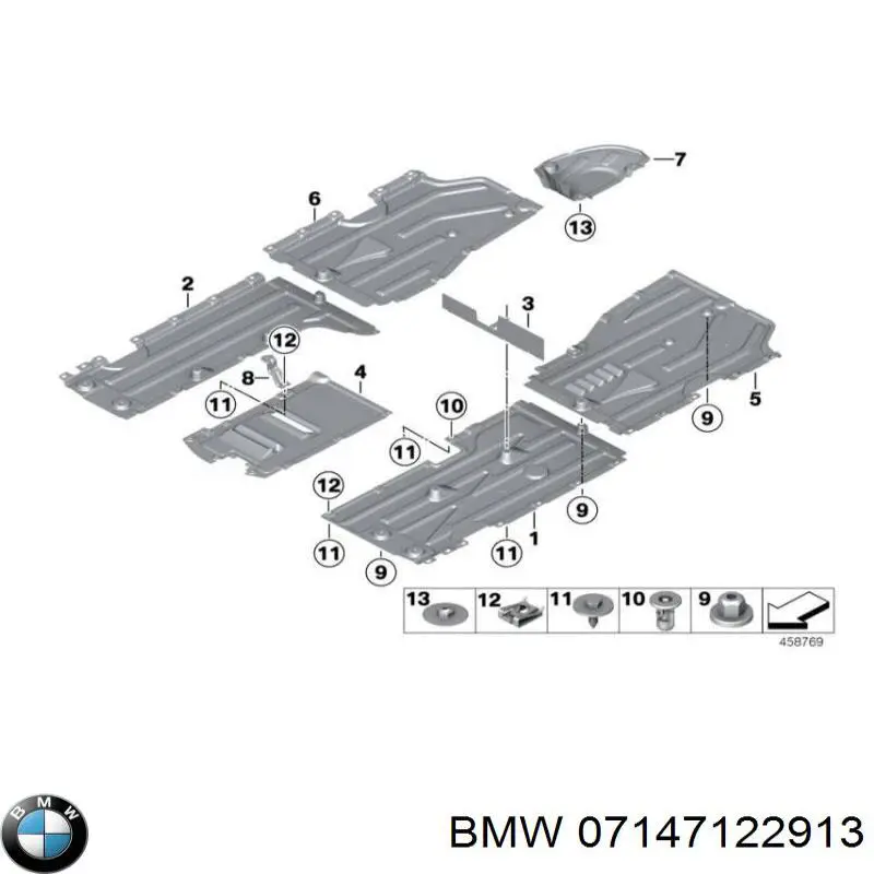 Comprar 07147122913 BMW Clip de sujeción de moldura de estribo