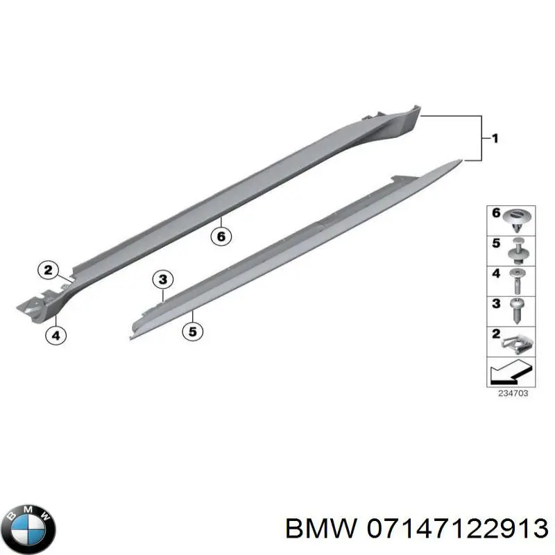 Clip de sujeción de moldura de estribo 07147122913 BMW