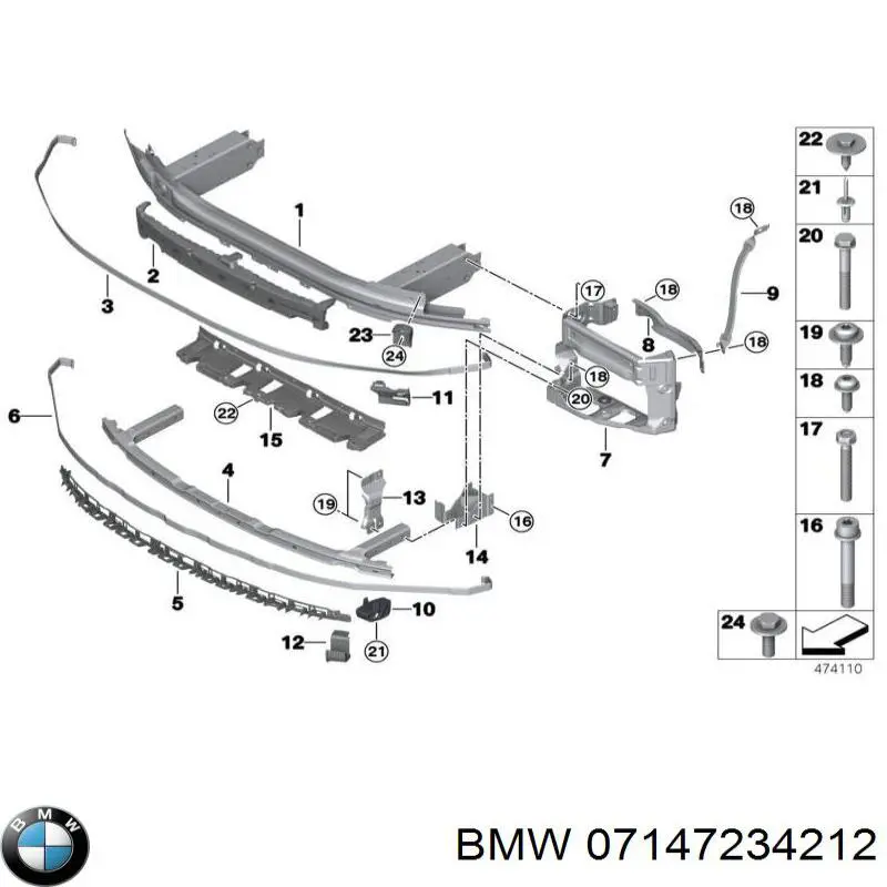 07147234212 BMW clips de fijación de pasaruedas de aleta delantera