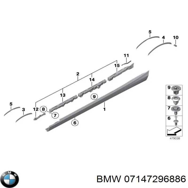 07147296886 BMW clips de fijación de pasaruedas de aleta delantera