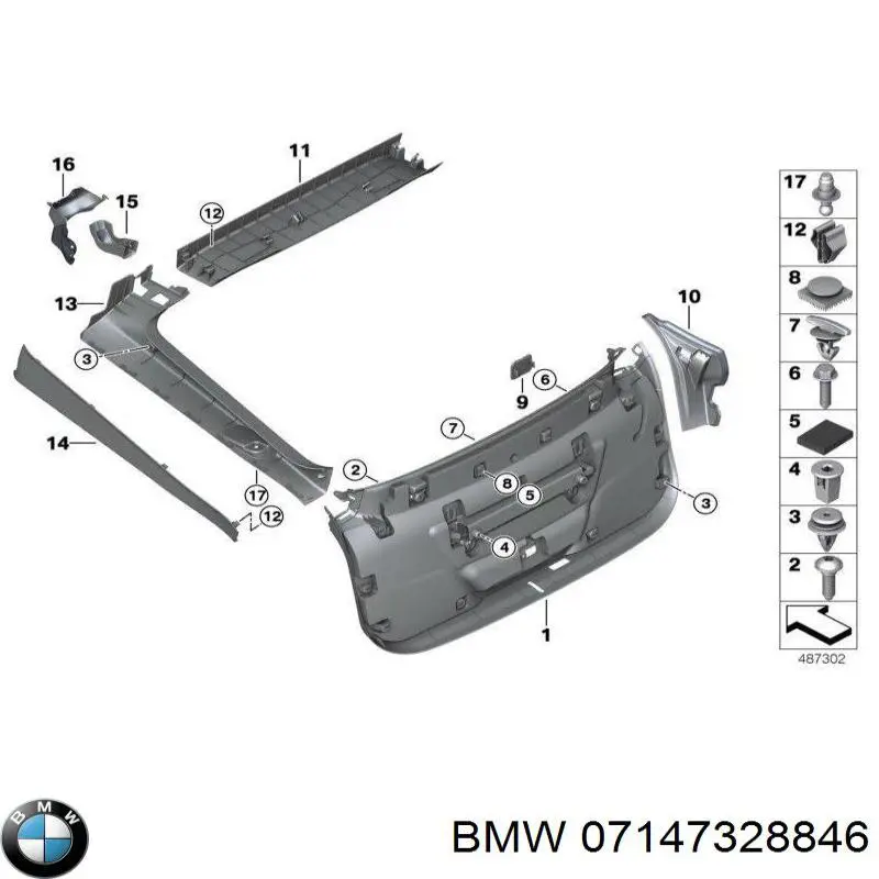 07147328846 BMW clips de fijación de pasaruedas de aleta delantera