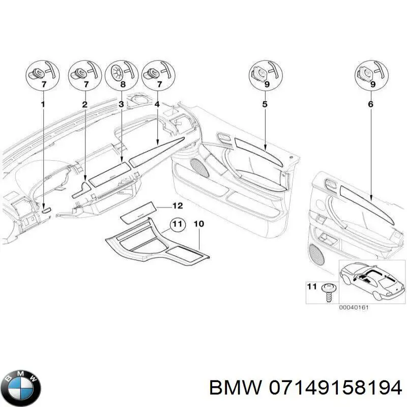Embellecedor del pilar de la carrocería del pistón (clip) para BMW 3 (E90)