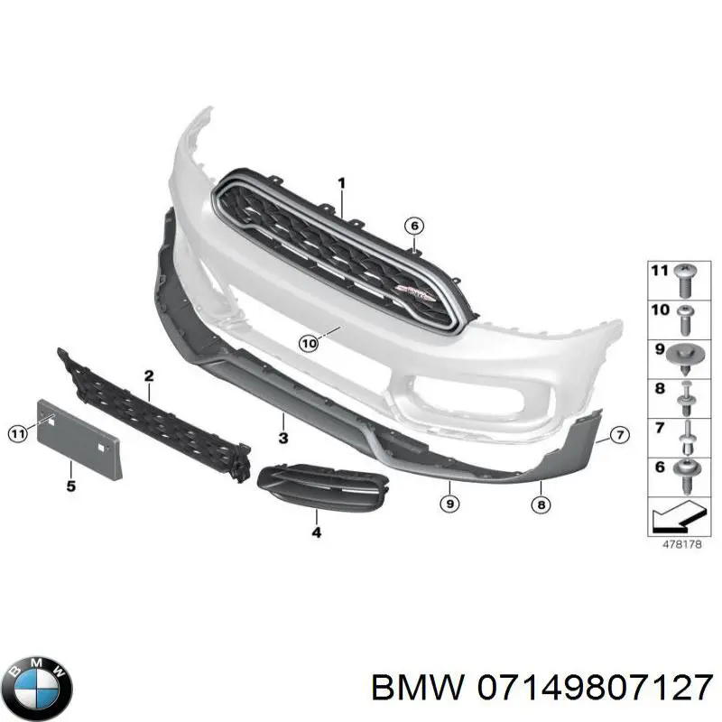 Comprar 07149807127 BMW Clip de sujeción de moldura de estribo