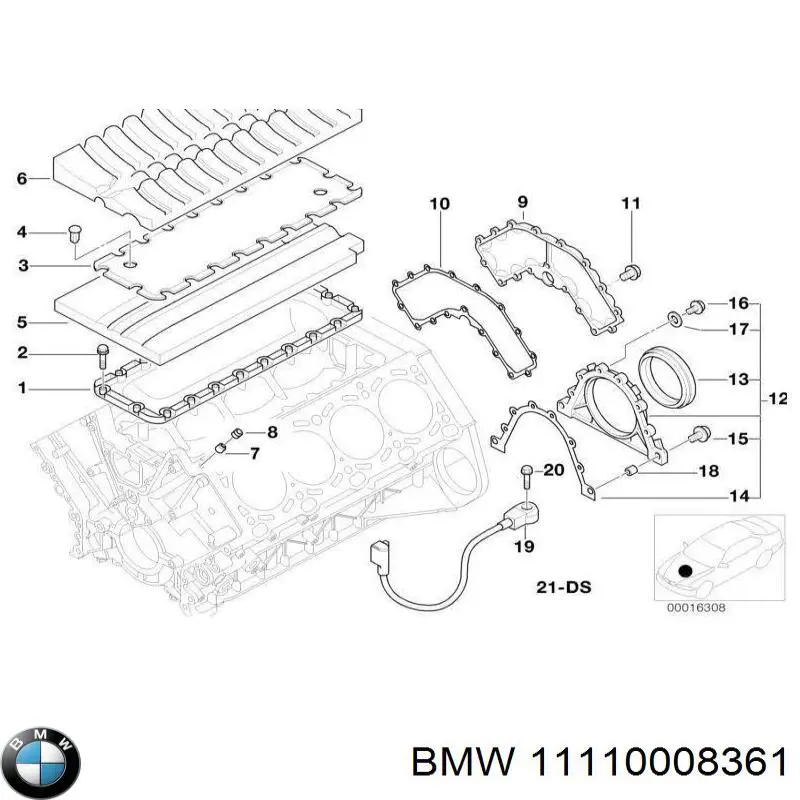 11110008361 BMW juego completo de juntas, motor, inferior