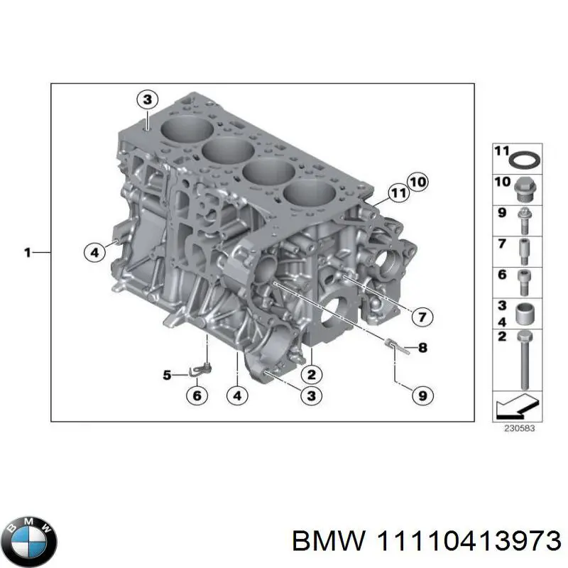 Bloque de cilindros del motor BMW 11110413973 precio, desde 5252,82 EUR