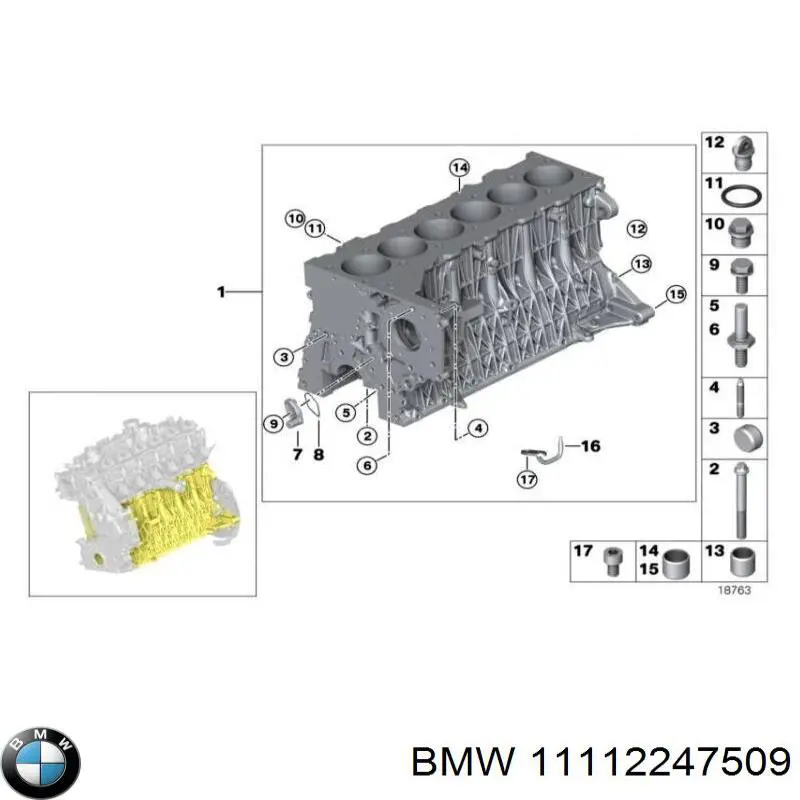 Bloque de cilindros del motor BMW 11112247509 precio, desde 419,63 EUR