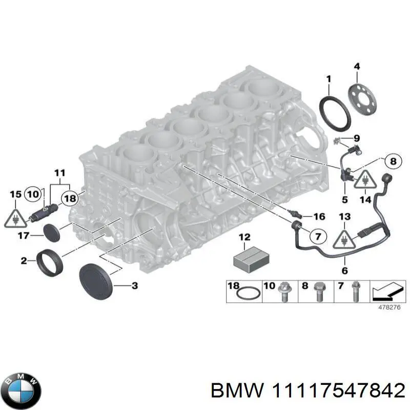 Retén de cigüeñal frontal 11117547842 BMW