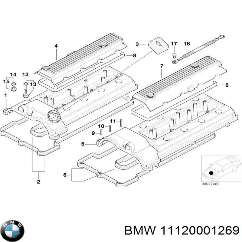 11120001269 BMW junta, tapa de culata de cilindro derecha