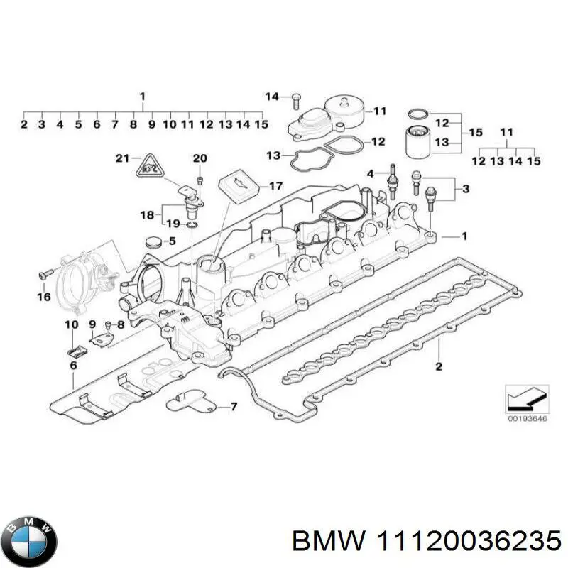 11120036235 BMW perno de tapa valvula de culata
