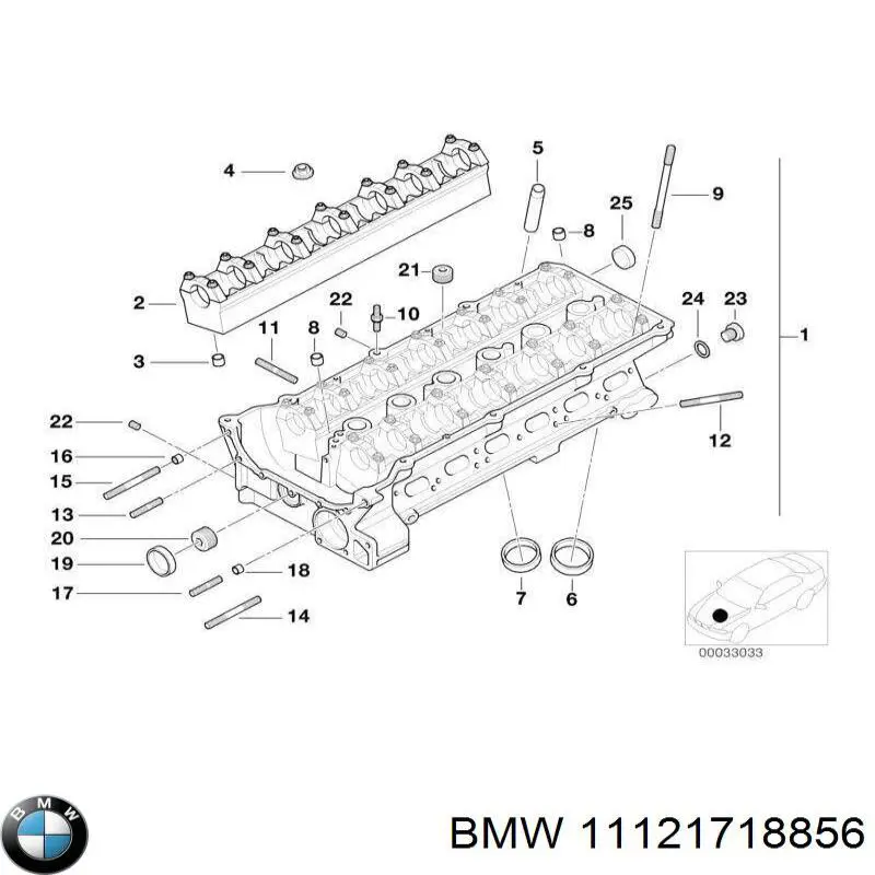 11121718856 BMW perno de tapa valvula de culata