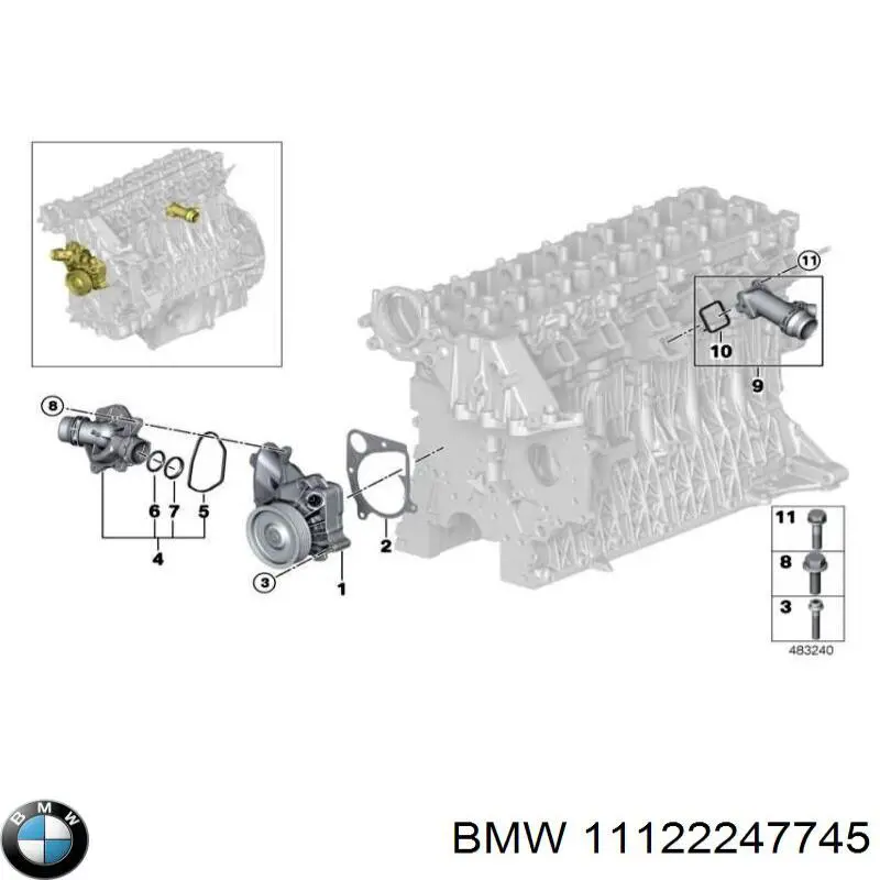 Junta de brida de sistema derefrigeración para BMW 5 (E39)