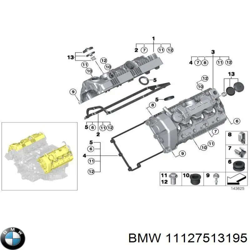11127513195 BMW junta, tapa de culata de cilindro izquierda