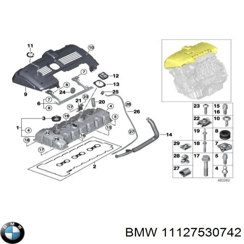 11127530742 BMW cubierta de motor decorativa