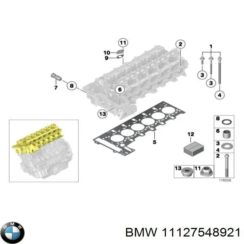 11127548921 BMW juego de juntas de motor, completo, superior