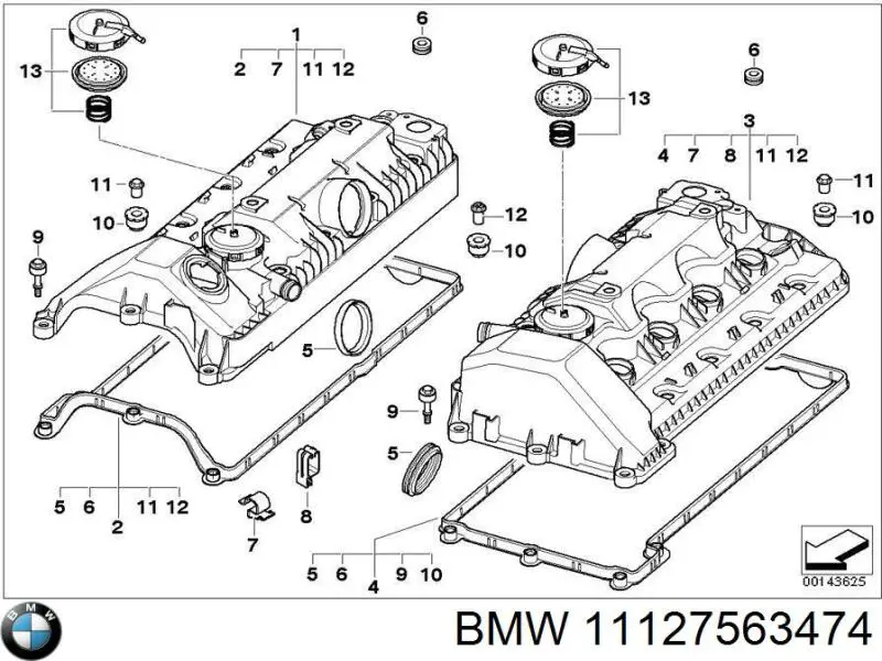 Tapa De Valvula Derecha para BMW 7 (E65, E66, E67)