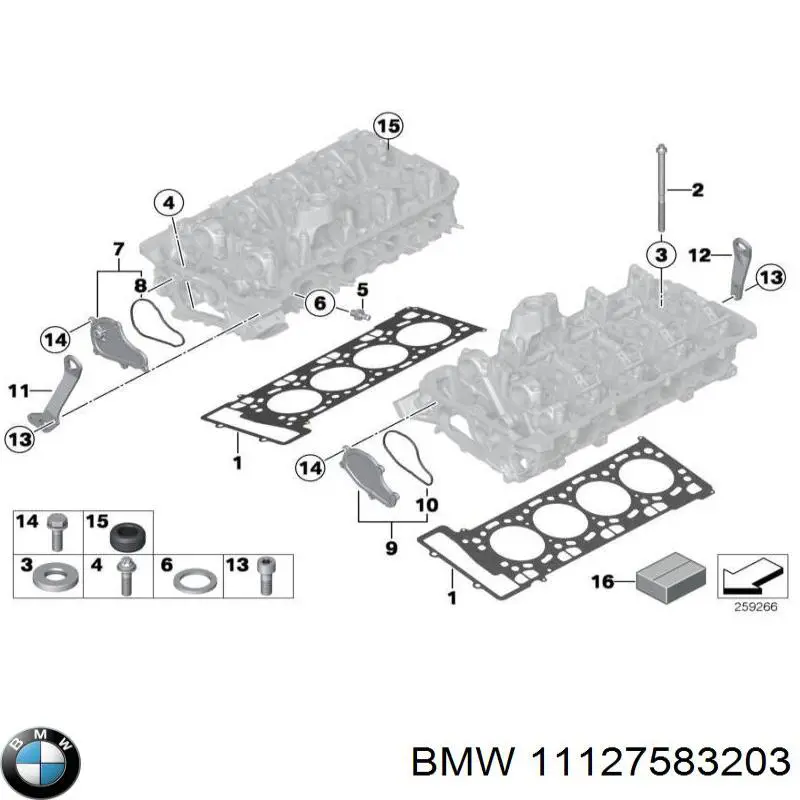 11127583203 BMW juego de juntas de motor, completo, superior