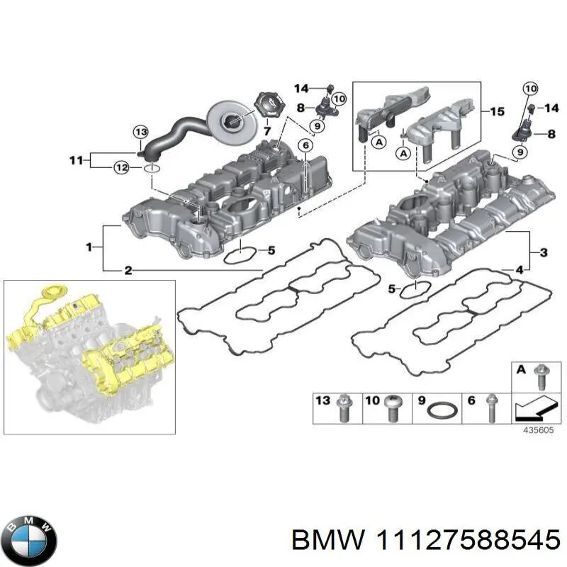 11127588545 BMW tapa de valvula derecha