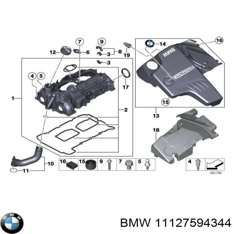 11127594344 BMW cubierta de motor decorativa