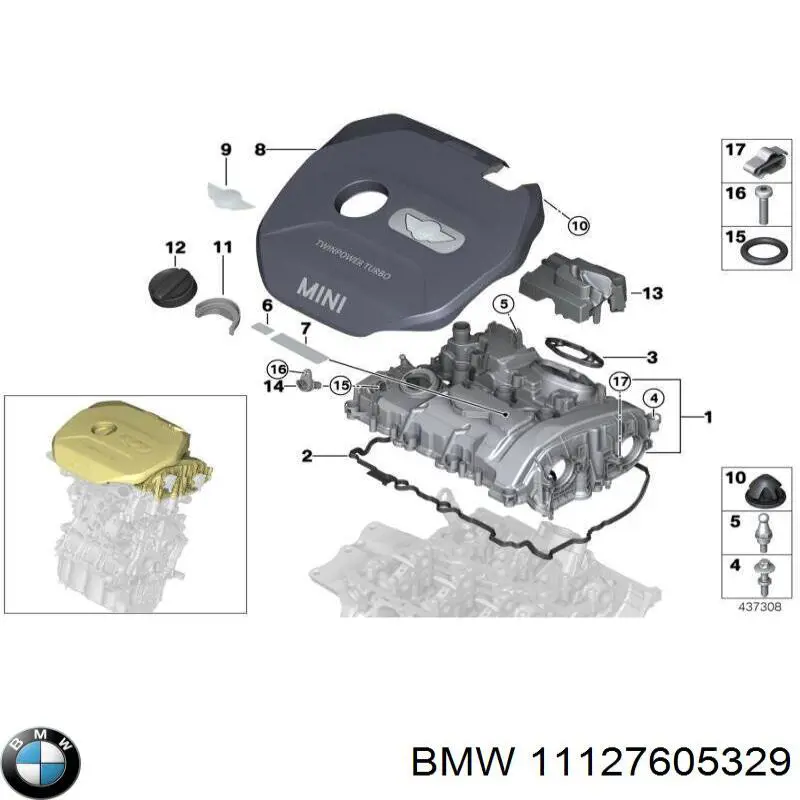Comprar 11127605329 BMW Junta de tapa del tubo de llenado de aceite