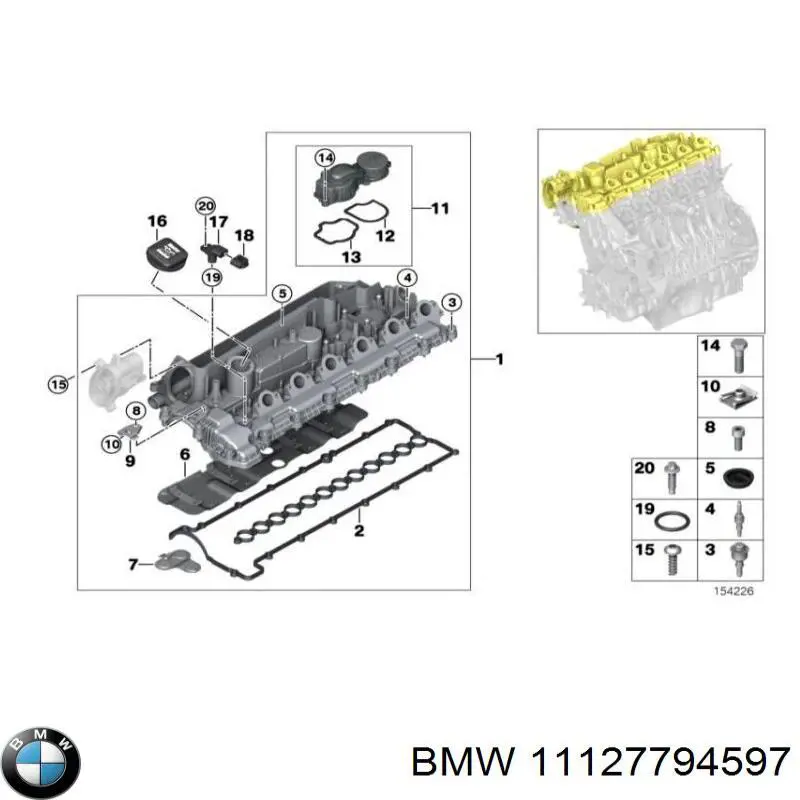 11127794597 BMW Válvula de ventilación del cárter