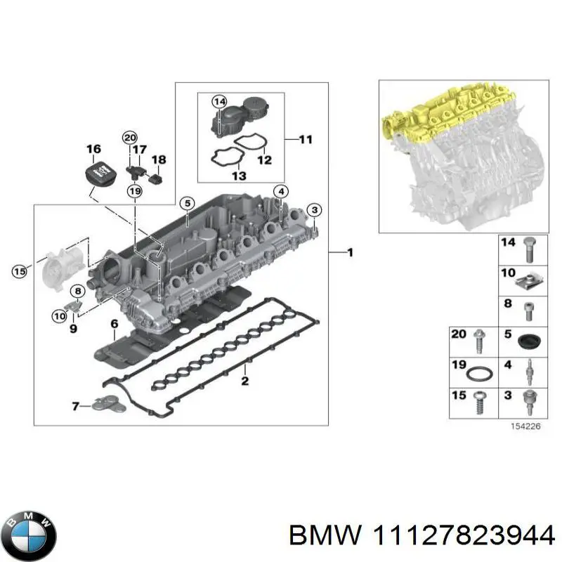 Comprar 11127823944 BMW Junta de tapa de balancines, anillo