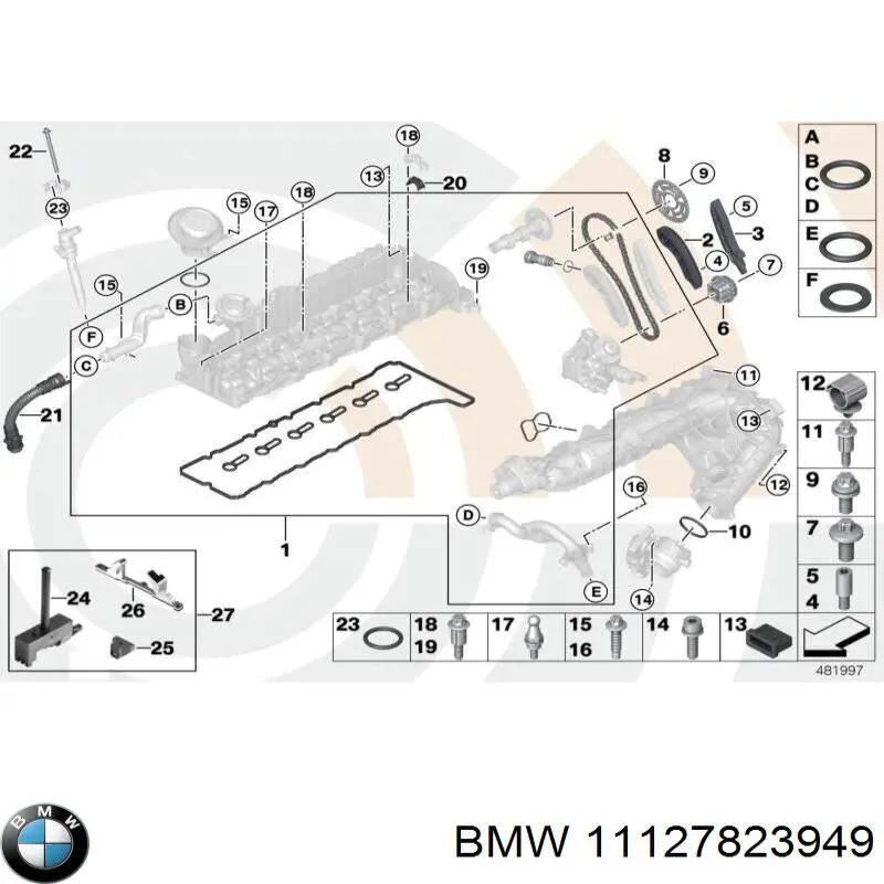 Junta, tapa de tubo de llenado de aceite BMW X6 (E71)