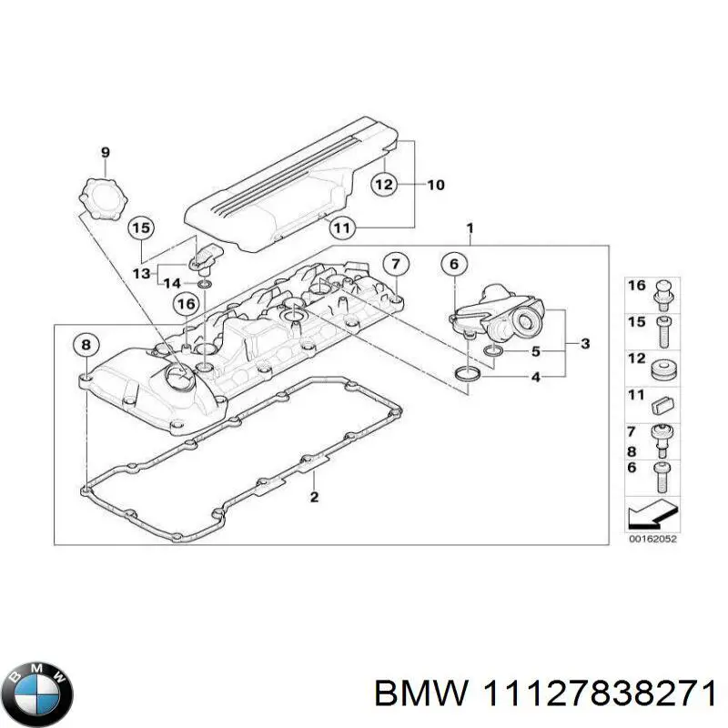 Junta, tapa de culata de cilindro derecha para BMW 3 (E90)