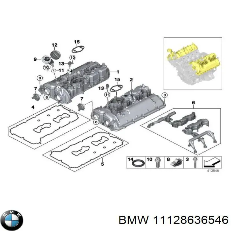 Junta, tapa de culata de cilindro derecha para BMW 5 (G30, F90)