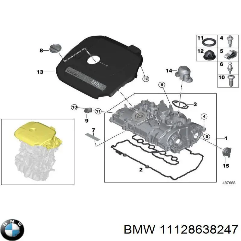 Junta tapa válvula BMW 11128638247 precio, desde 37,16 EUR