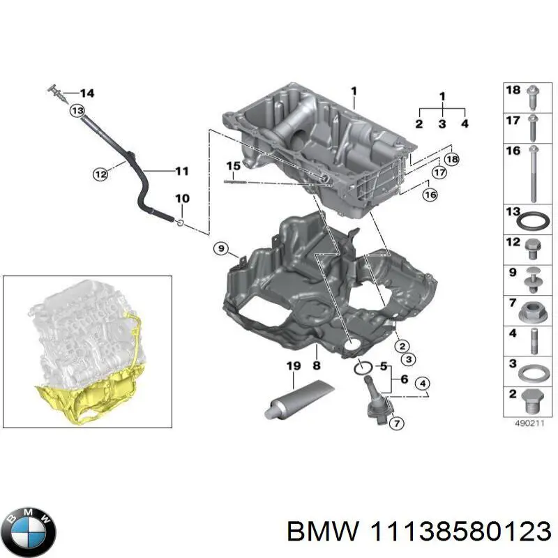 11138580123 BMW cárter de aceite