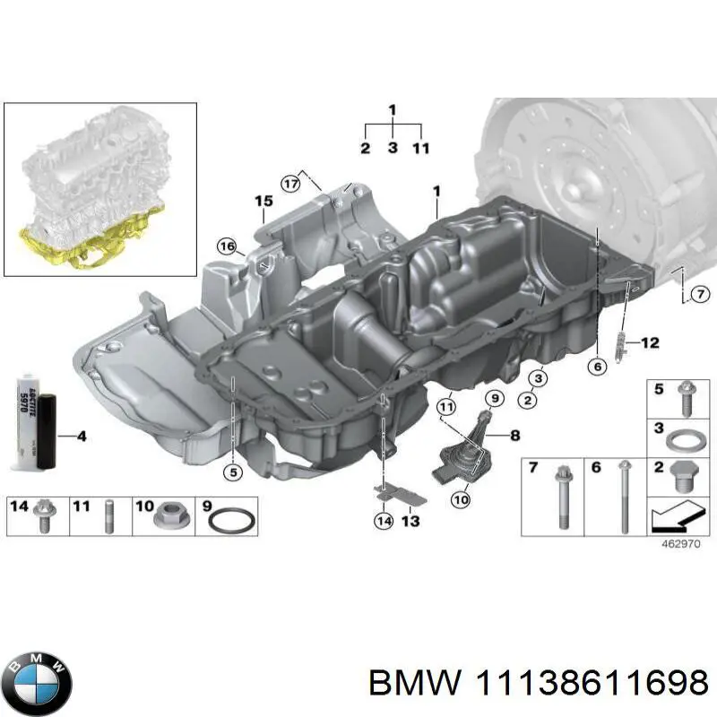 11138611698 BMW cárter de aceite