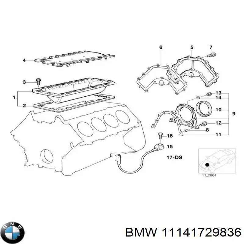 Comprar 11141729836 BMW Junta de tapa trasera del bloque de cilindros