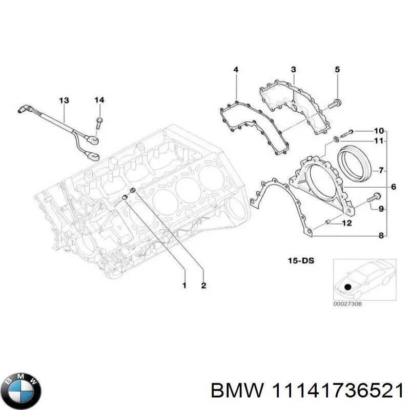 11141736521 BMW junta de tapa trasera de cigüeñal