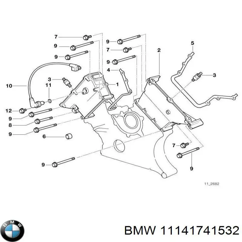 11141741532 BMW junta, cárter de mando, derecha